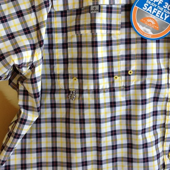 NWT Columbia PFG Fishing Gear Shirt Size 3X Omni Shade Plaid Short Sleeves - Picture 8 of 13